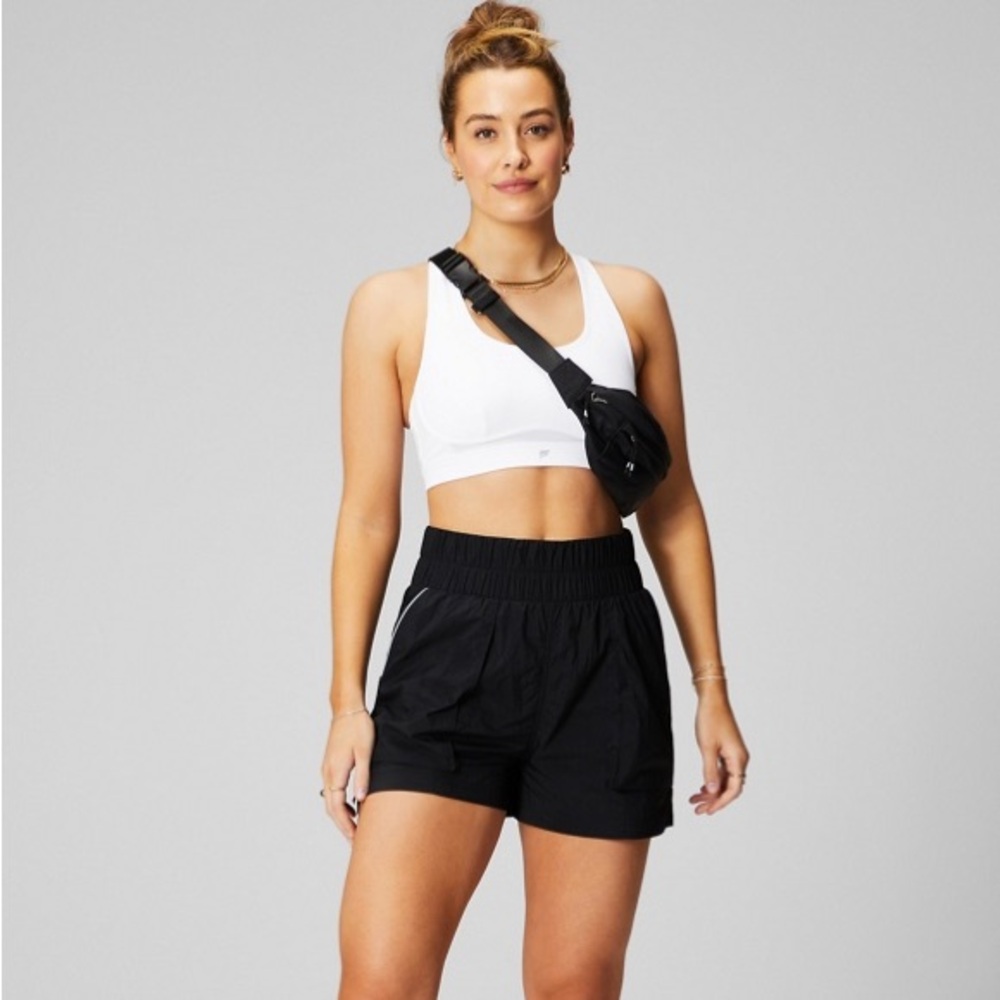 NWOT FABLETICS Ultra High-Waisted Piped Nylon Short in Black